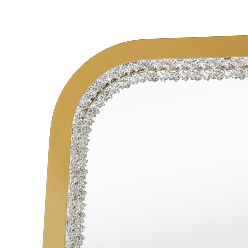 Tatum Crystal Lining Rectangle Metal Framed Antifog Front-Lit Tri-Color Wall Or Floor Full-Length Mirror with Smart Touch - JONATHAN Y