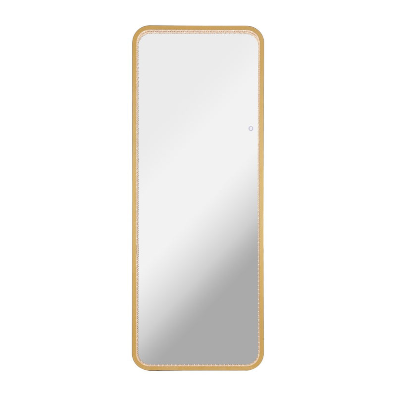 Tatum Crystal Lining Rectangle Metal Framed Antifog Front-Lit Tri-Color Wall Or Floor Full-Length Mirror with Smart Touch - JONATHAN Y