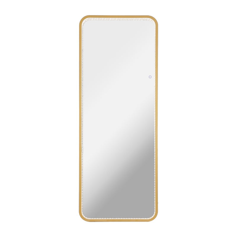 Tatum Crystal Lining Rectangle Metal Framed Antifog Front-Lit Tri-Color Wall Or Floor Full-Length Mirror with Smart Touch - JONATHAN Y