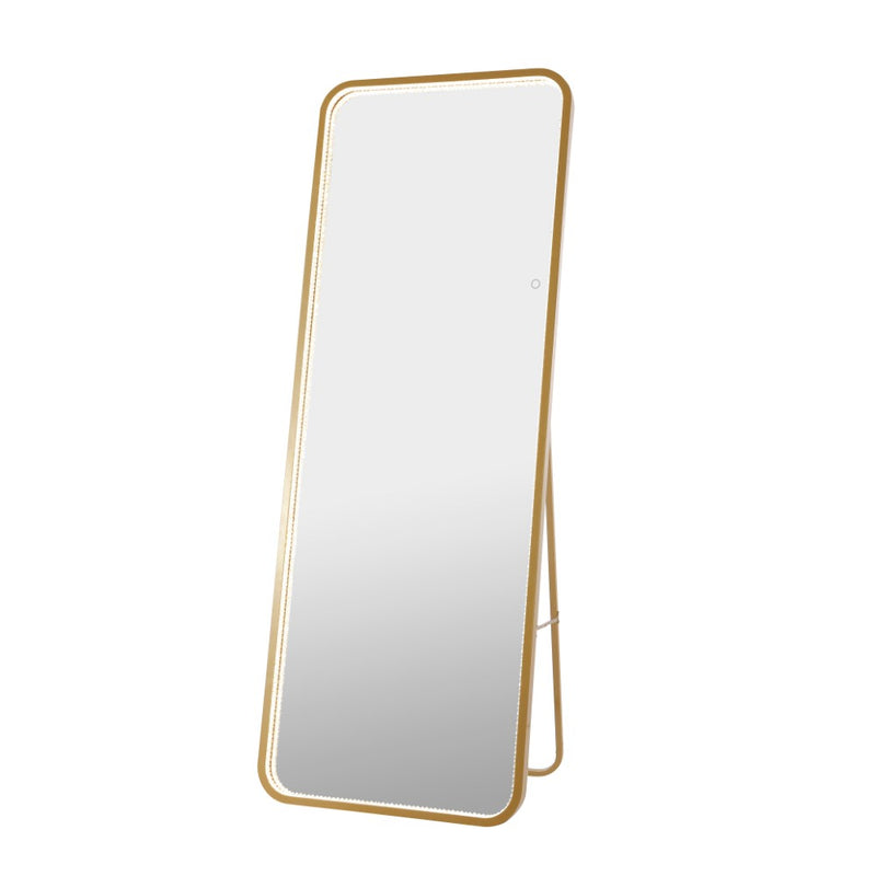 Tatum Crystal Lining Rectangle Metal Framed Antifog Front-Lit Tri-Color Wall Or Floor Full-Length Mirror with Smart Touch - JONATHAN Y