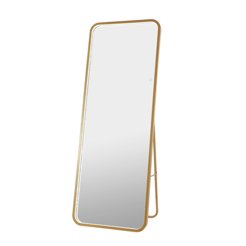 Tatum Crystal Lining Rectangle Metal Framed Antifog Front-Lit Tri-Color Wall Or Floor Full-Length Mirror with Smart Touch - JONATHAN Y