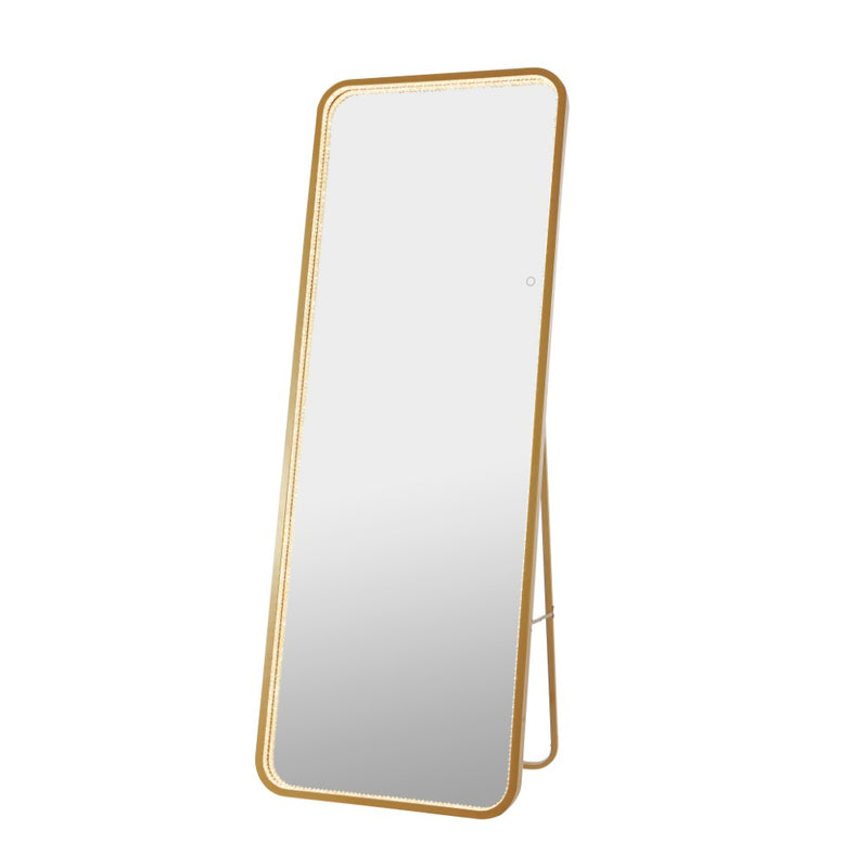 Tatum Crystal Lining Rectangle Metal Framed Antifog Front-Lit Tri-Color Wall Or Floor Full-Length Mirror with Smart Touch - JONATHAN Y