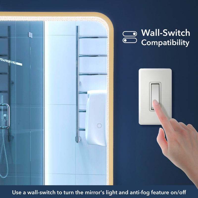 Tatum Crystal Lining Rectangle Metal Framed Antifog Front-Lit Tri-Color Wall Or Floor Full-Length Mirror with Smart Touch - JONATHAN Y
