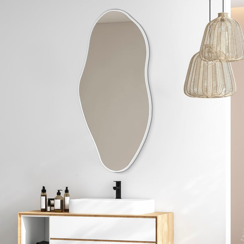 Everly 20 in. W x 42 in. H Large Irregular Framed Decorative Wall Mirror - JONATHAN Y
