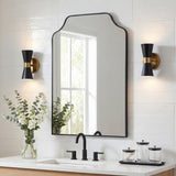 Lindie 24 in. W x 36 in. H Medium Scalloped-Top Metal Framed Wall Mounted Mirror - JONATHAN Y