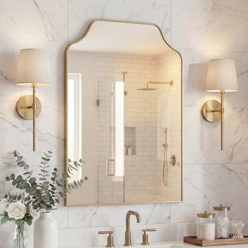 Lindie 24 in. W x 36 in. H Medium Scalloped-Top Metal Framed Wall Mounted Mirror - JONATHAN Y
