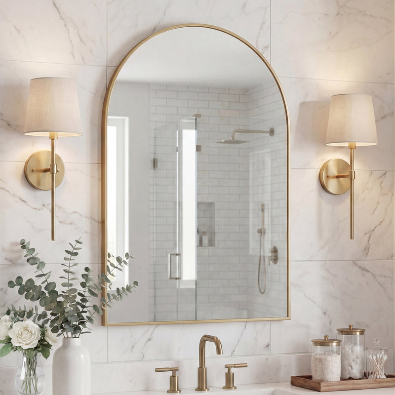 Elodie 24 in. W x 36 in. H Medium Arched Metal Framed Wall Mounted Mirror - JONATHAN Y