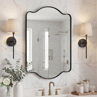 Louisa 24 in. W x 36 in. H Medium Scalloped Rectangular Metal Framed Wall Mirror - JONATHAN Y