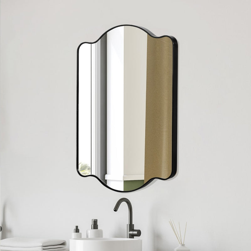 Louisa 24 in. W x 36 in. H Medium Scalloped Rectangular Metal Framed Wall Mirror - JONATHAN Y