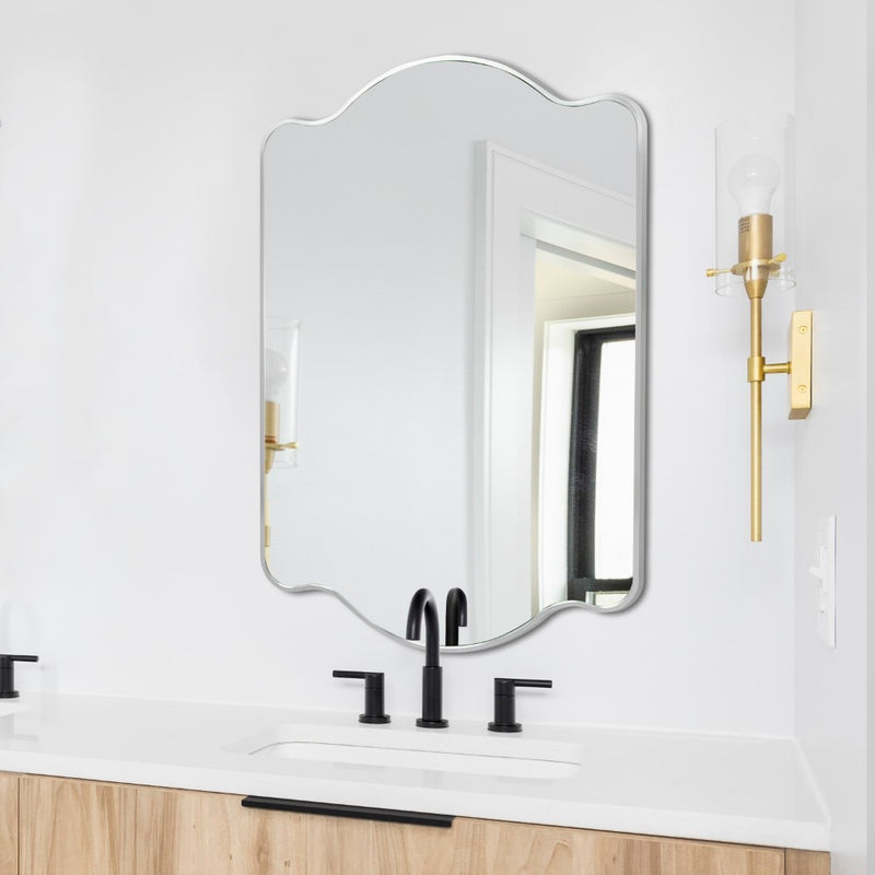 Louisa 24 in. W x 36 in. H Medium Scalloped Rectangular Metal Framed Wall Mirror - JONATHAN Y