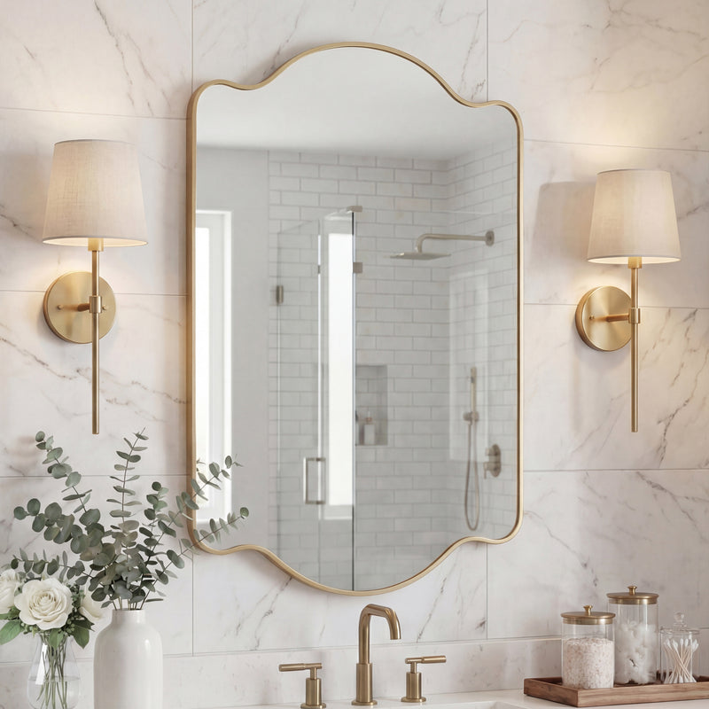 Louisa 24 in. W x 36 in. H Medium Scalloped Rectangular Metal Framed Wall Mirror - JONATHAN Y