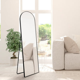 Adrian 16 in. W x 59 in. H Large Arched Metal Framed Floor Full-Length Mirror - JONATHAN Y
