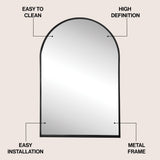 Elodie Small Arched Metal Framed Wall Mounted Mirror