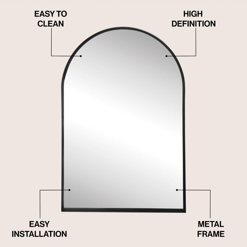 Elodie Small Arched Metal Framed Wall Mounted Mirror