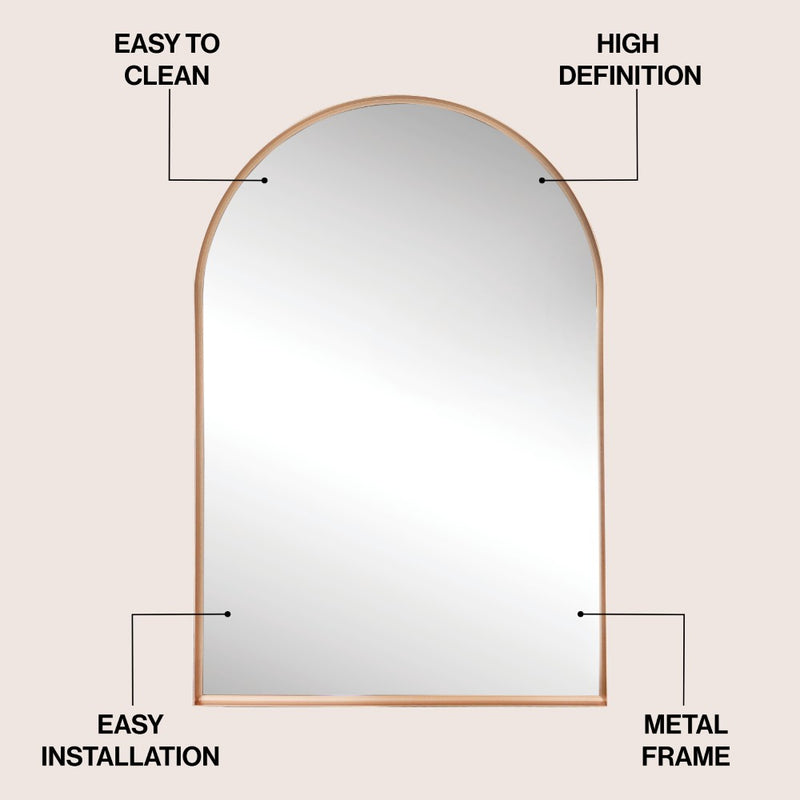 Elodie Small Arched Metal Framed Wall Mounted Mirror