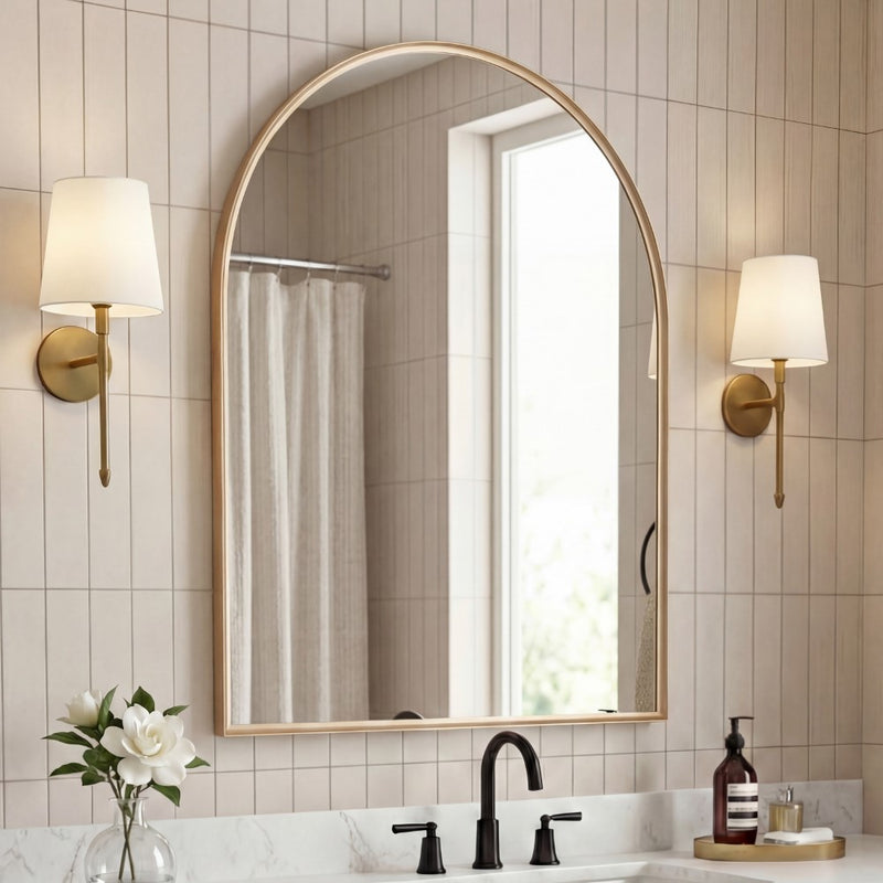 Elodie Small Arched Metal Framed Wall Mounted Mirror