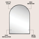 Elodie Small Arched Metal Framed Wall Mounted Mirror