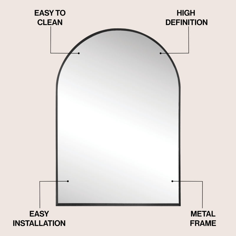 Elodie Small Arched Metal Framed Wall Mounted Mirror