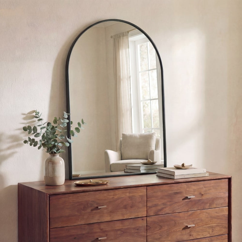 Elodie Small Arched Metal Framed Wall Mounted Mirror