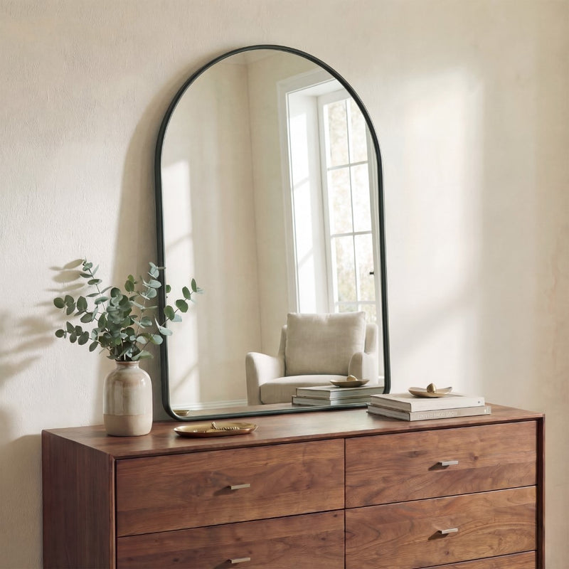 Elodie Small Arched Metal Framed Wall Mounted Mirror