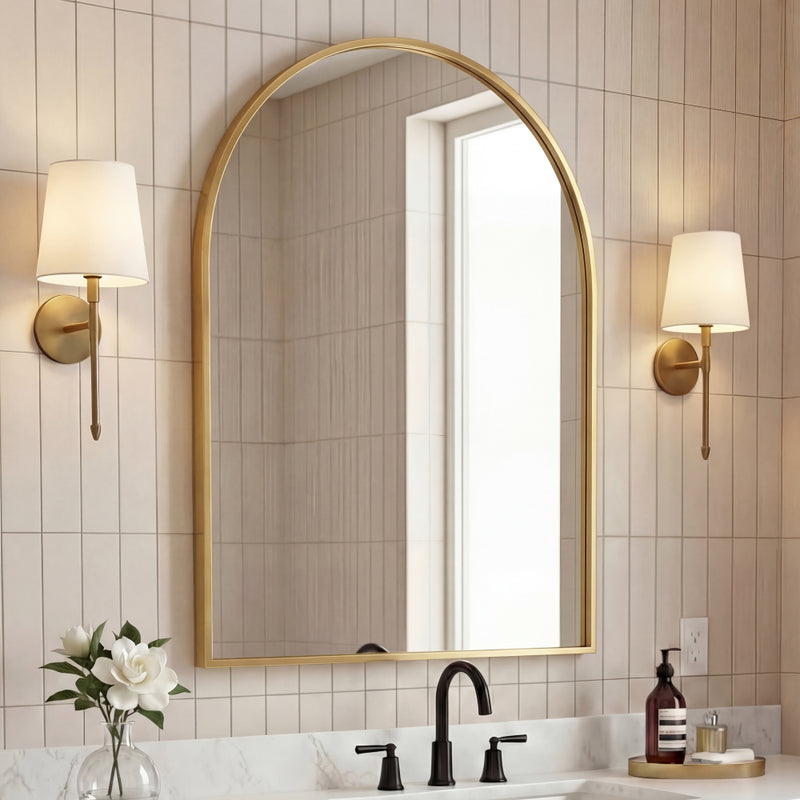 Elodie Small Arched Metal Framed Wall Mounted Mirror