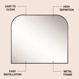 Aveline 38 in. W x 32 in. H Large Top Arched Rectangular Metal Framed Wall Mounted Mirror