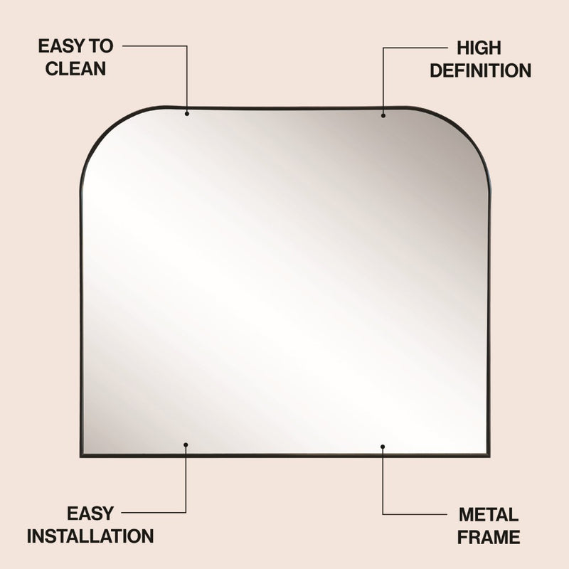 Aveline 38 in. W x 32 in. H Large Top Arched Rectangular Metal Framed Wall Mounted Mirror