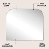 Aveline 38 in. W x 32 in. H Large Top Arched Rectangular Metal Framed Wall Mounted Mirror