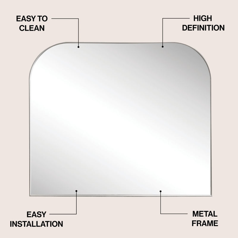 Aveline 38 in. W x 32 in. H Large Top Arched Rectangular Metal Framed Wall Mounted Mirror