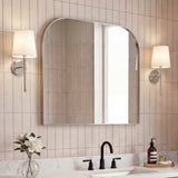 Aveline 38 in. W x 32 in. H Large Top Arched Rectangular Metal Framed Wall Mounted Mirror