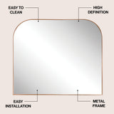Aveline 38 in. W x 32 in. H Large Top Arched Rectangular Metal Framed Wall Mounted Mirror