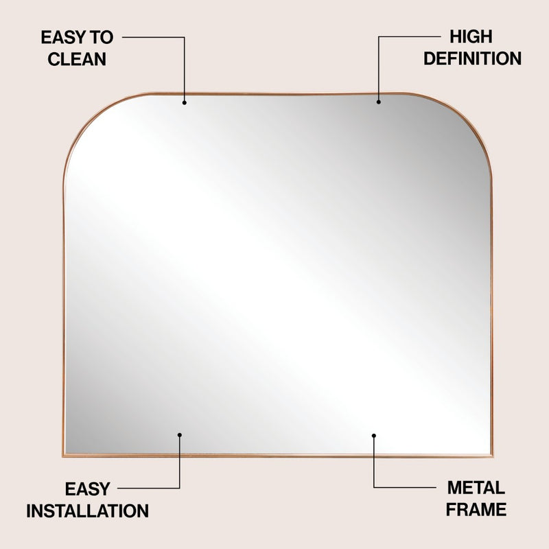 Aveline 38 in. W x 32 in. H Large Top Arched Rectangular Metal Framed Wall Mounted Mirror