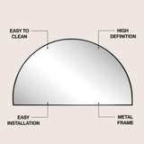 Solstice 42 in. W x 23 in. H Large Half Circle Metal Framed Wall Mounted Mirror