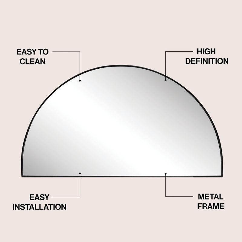 Solstice 42 in. W x 23 in. H Large Half Circle Metal Framed Wall Mounted Mirror