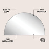 Solstice 42 in. W x 23 in. H Large Half Circle Metal Framed Wall Mounted Mirror