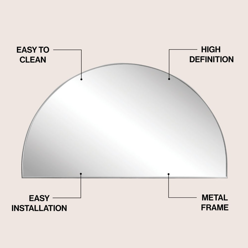 Solstice 42 in. W x 23 in. H Large Half Circle Metal Framed Wall Mounted Mirror