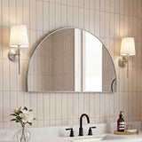 Solstice 42 in. W x 23 in. H Large Half Circle Metal Framed Wall Mounted Mirror