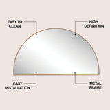 Solstice 42 in. W x 23 in. H Large Half Circle Metal Framed Wall Mounted Mirror