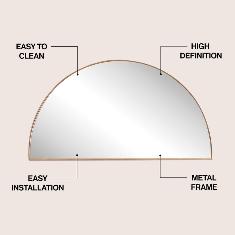 Solstice 42 in. W x 23 in. H Large Half Circle Metal Framed Wall Mounted Mirror