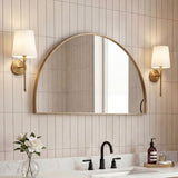 Solstice 42 in. W x 23 in. H Large Half Circle Metal Framed Wall Mounted Mirror
