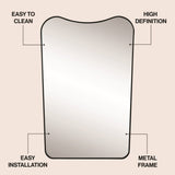 Alfie 24 in. W x 36 in. H Large Irregular Metal Framed Wall Mounted Mirror with Flat Bottom