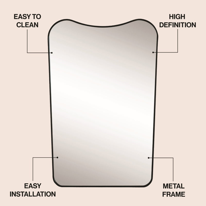 Alfie 24 in. W x 36 in. H Large Irregular Metal Framed Wall Mounted Mirror with Flat Bottom