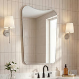 Alfie 24 in. W x 36 in. H Large Irregular Metal Framed Wall Mounted Mirror with Flat Bottom