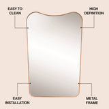 Alfie 24 in. W x 36 in. H Large Irregular Metal Framed Wall Mounted Mirror with Flat Bottom