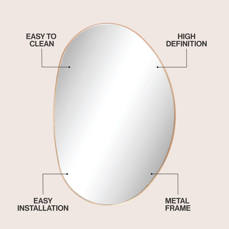 Aurelia 24 in. W x 36 in. H Medium Irregular Oval Metal Framed Wall Mounted Mirror
