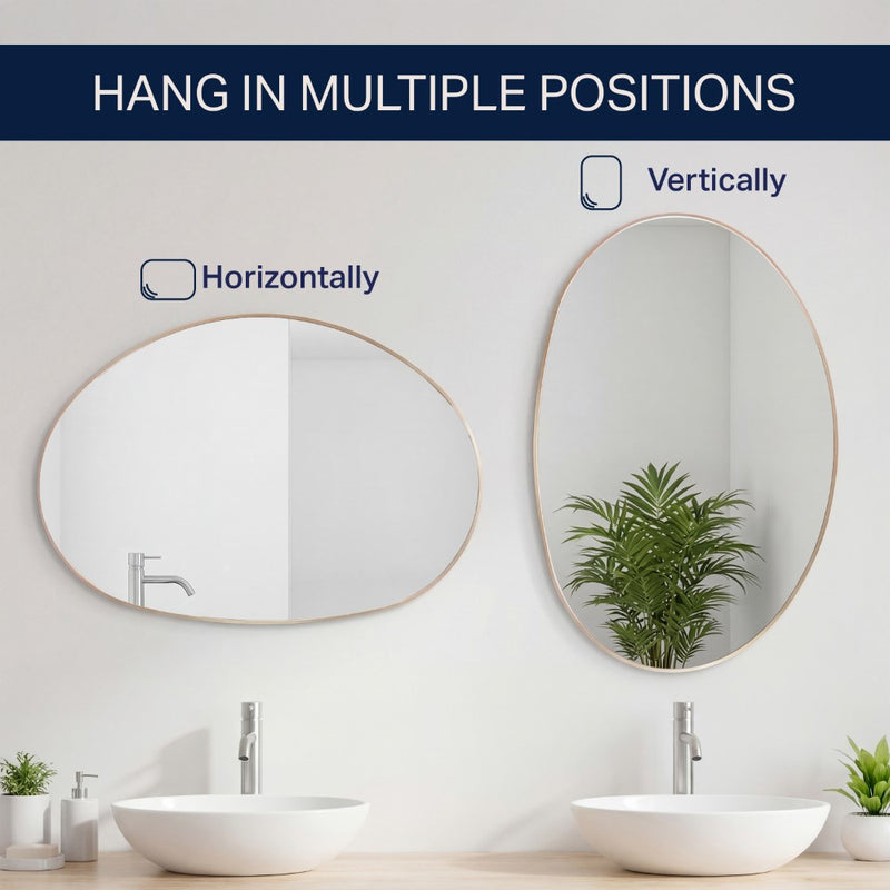 Aurelia 24 in. W x 36 in. H Medium Irregular Oval Metal Framed Wall Mounted Mirror