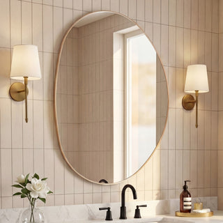 Aurelia 24 in. W x 36 in. H Medium Irregular Oval Metal Framed Wall Mounted Mirror