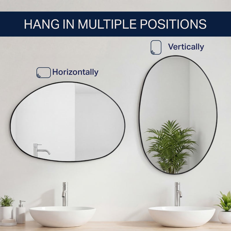 Aurelia 24 in. W x 36 in. H Medium Irregular Oval Metal Framed Wall Mounted Mirror