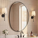 Aurelia 24 in. W x 36 in. H Medium Irregular Oval Metal Framed Wall Mounted Mirror