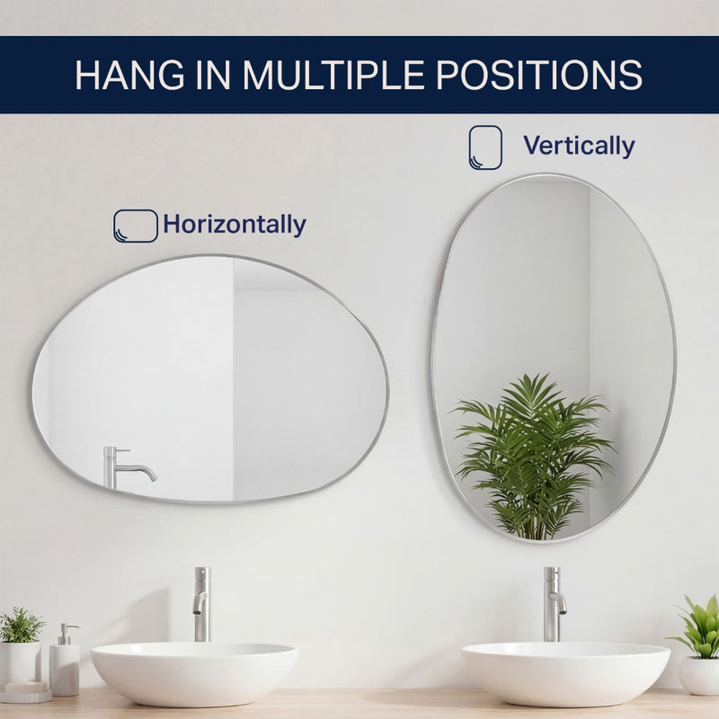 Aurelia 24 in. W x 36 in. H Medium Irregular Oval Metal Framed Wall Mounted Mirror